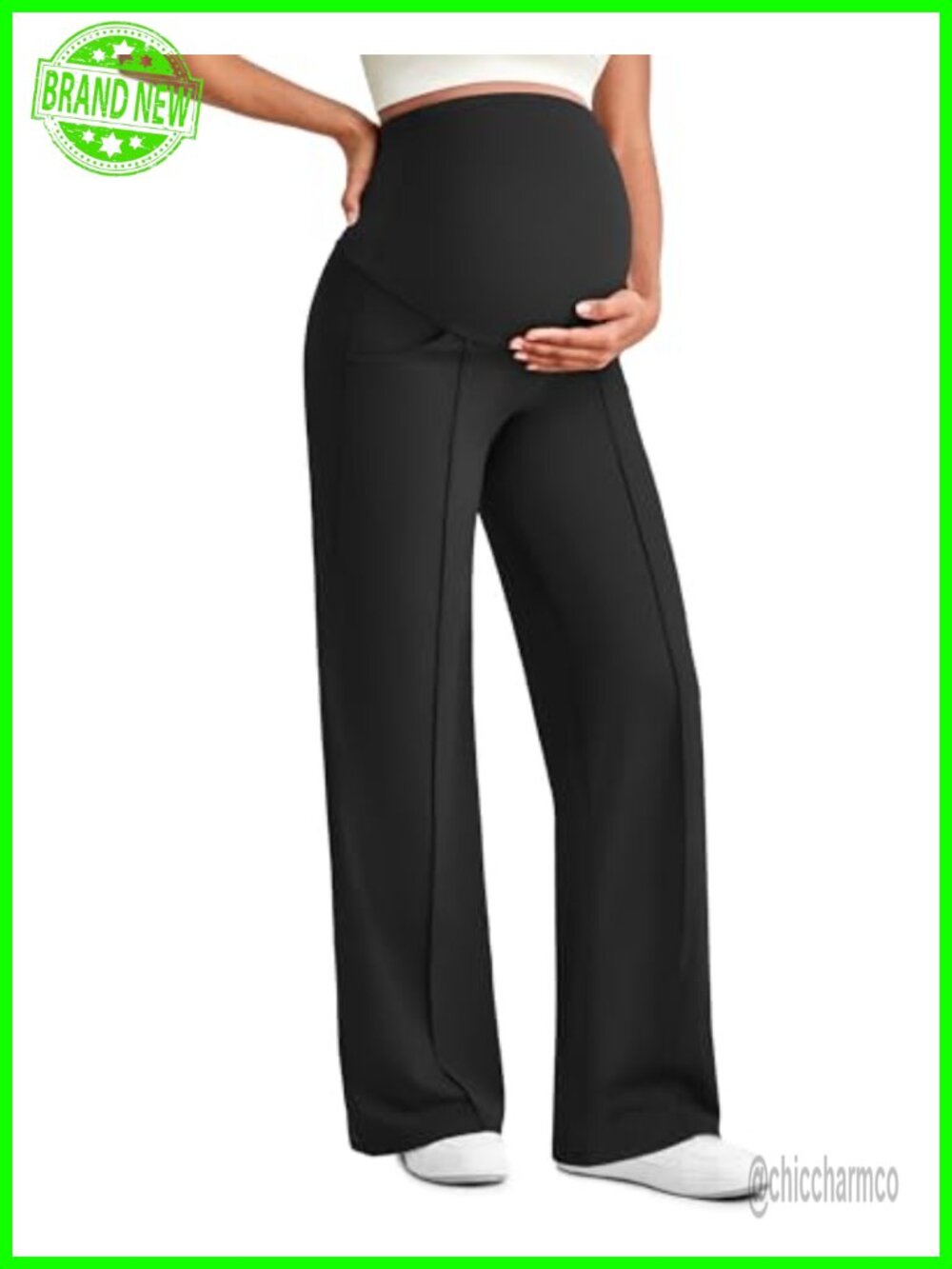 Maternity Dress Pants Over the Belly Wide Leg Yoga Pants Work Casual